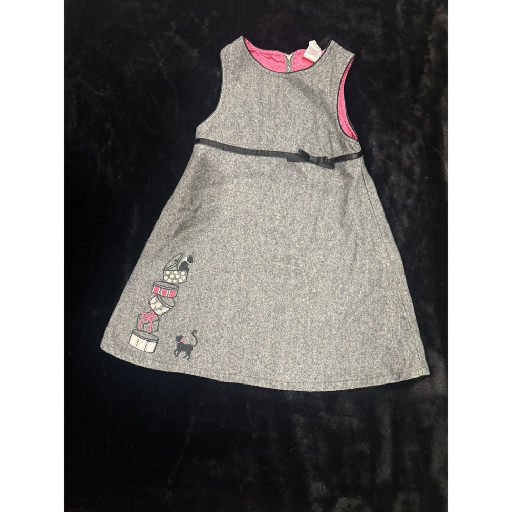 Gymboree Dress Jumper Charcoal Gray Size 4 City Sidewalk Vintage 2003 47% Wool - Picture 1 of 6